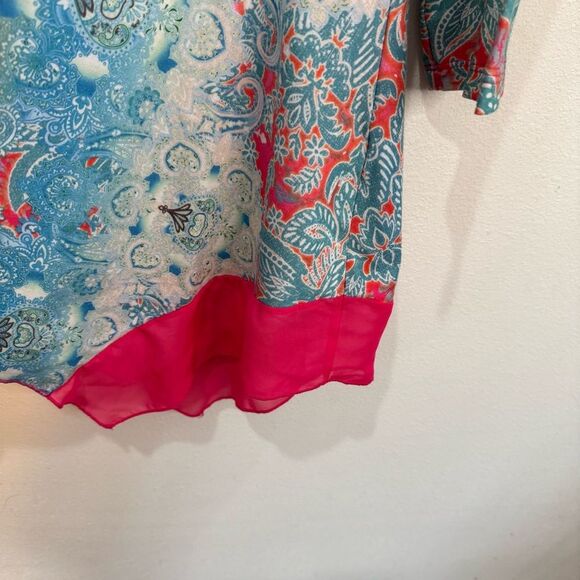 Closet Full Size 3XL Blouse Tunic Top sparkly studs Shark bite hem Boho Pastel - Picture 8 of 12